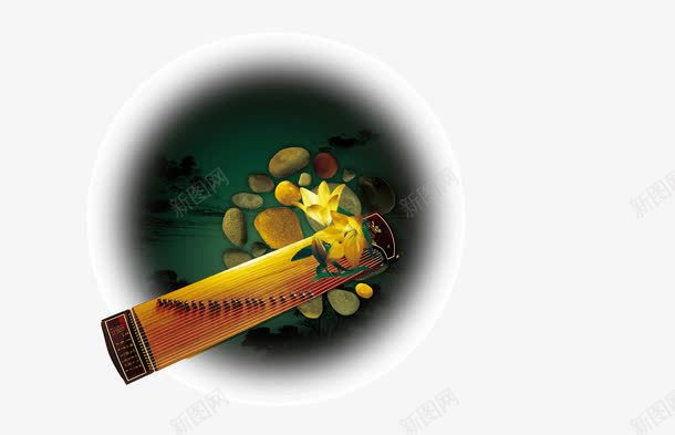 水墨古筝png免抠素材_88icon https://88icon.com 中国风 乐器 古典 古筝 水墨