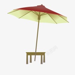 木质凳子遮阳伞素材