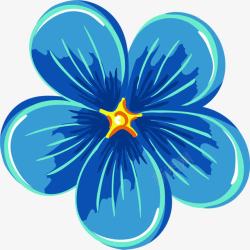 蓝色精美水彩艺术花朵素材