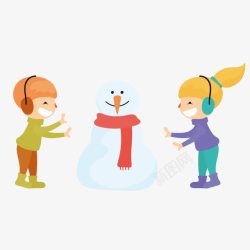 玩雪小朋友素材