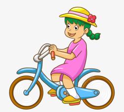 卡通女孩骑单车素材
