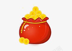 钱袋装饰图案png免抠素材_88icon https://88icon.com 红色 装饰 金币 金色 钱袋