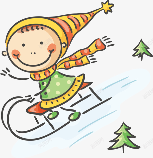 手绘滑雪小女孩矢量图ai免抠素材_88icon https://88icon.com 创意 可爱 小女孩 彩色图 手绘图 滑雪 简单 矢量图