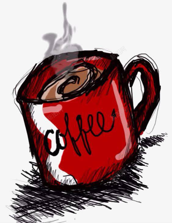 红色咖啡杯png免抠素材_88icon https://88icon.com COFFEE 下午茶 卡通咖啡杯 热咖啡 素描