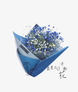 蓝色花朵手捧花装饰素材