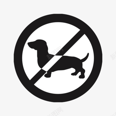 卡通动物警告牌禁止宠物入内图案图标图标