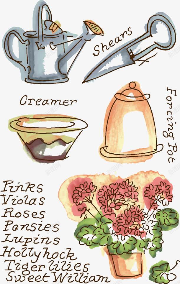 卡通喷壶工具手绘png免抠素材_88icon https://88icon.com 卡通 喷壶 工具