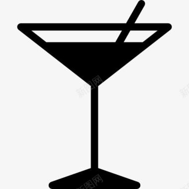 奢侈品MartiniGlass与Straw图标图标