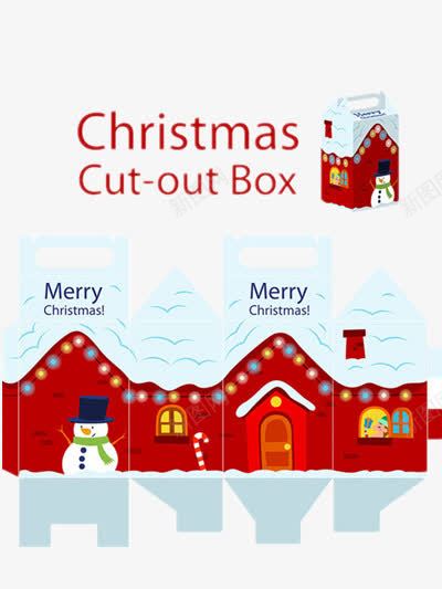 圣诞礼物包装盒png免抠素材_88icon https://88icon.com 包装 圣诞节 手绘 红色 雪人