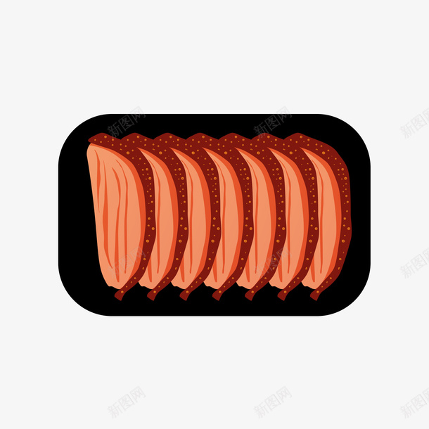 黑色盘子中的肉矢量图ai免抠素材_88icon https://88icon.com 盘子 红色 红色肉 肉 食物 黑色 黑色盘子 矢量图