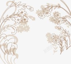 古典水墨花朵装饰边框素材