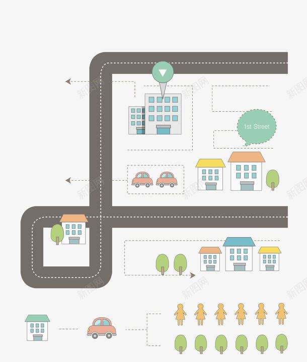 城市规划平面图png免抠素材_88icon https://88icon.com 人生目标插图 创意 卡通 商务 城市 城市规划图 平面图 房屋 手绘 插图