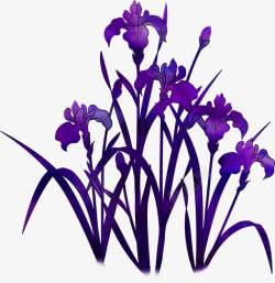 手绘紫色花卉画风素材