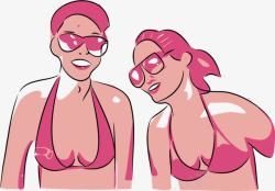 红色头发的卡通泳装女孩素材