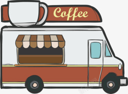 水彩咖啡车矢量图素材