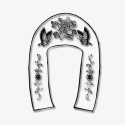 刺绣花纹中国风黑白花素材