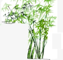 手绘绿色竹叶园林装饰素材