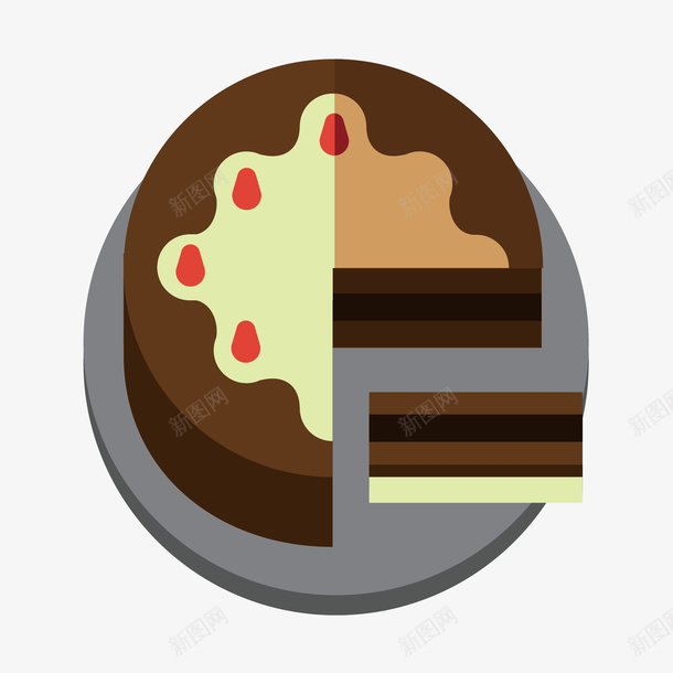 美味蛋糕矢量图ai免抠素材_88icon https://88icon.com 巧克力奶油蛋糕 点心 食物 矢量图