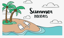夏日海岛度假海报矢量图素材