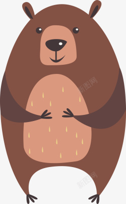胖胖的卡通棕熊矢量图素材