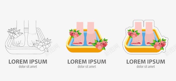 泡脚足疗海报卡通足疗图标图标