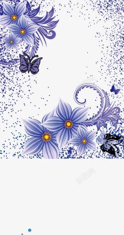 蓝色花卉底纹素材