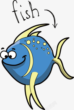 蓝色观赏鱼卡通鱼矢量图素材