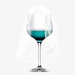 蓝色清新玻璃杯装饰图案素材