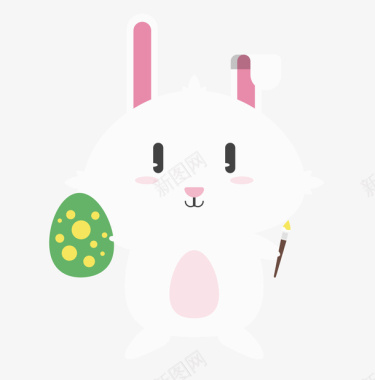 手绘素材绿色复活彩蛋小白兔儿童LOGO矢量图图标图标