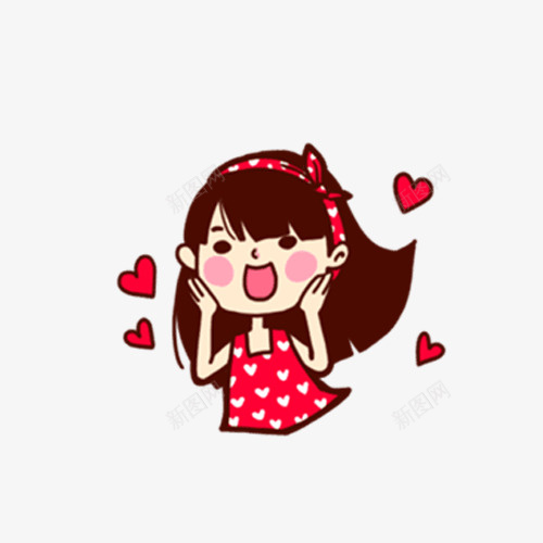 心花怒放的女孩png免抠素材_88icon https://88icon.com 卡通 女孩 心形 红色