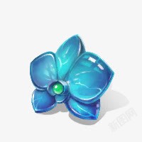 蓝色卡通植物花朵立体素材