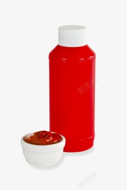 红色拧盖式塑料瓶子番茄酱包装实素材