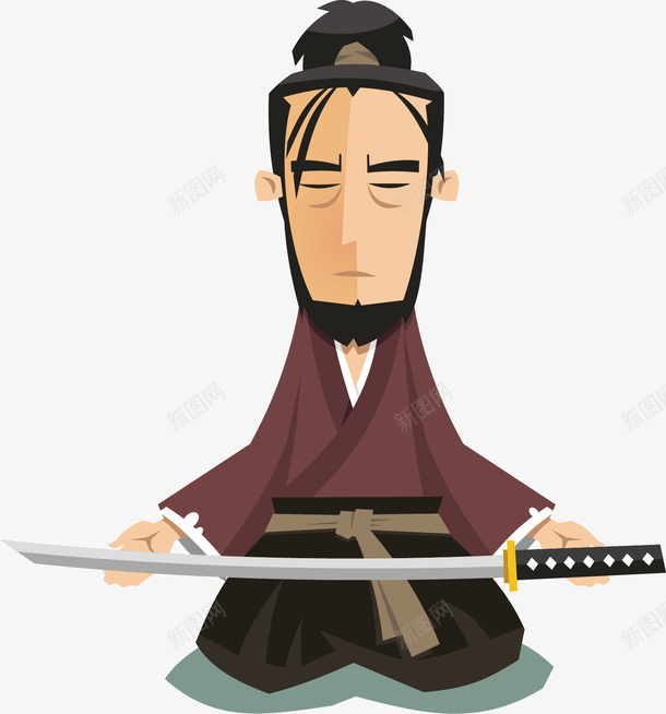 拿剑的武士矢量图ai免抠素材_88icon https://88icon.com 创意 卡通 手绘 武士 水彩 练剑 设计 矢量图