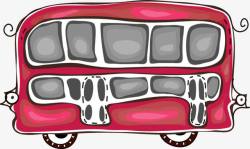 手绘粉色公交汽车图案素材