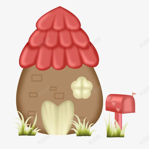 可爱小屋png免抠素材_88icon https://88icon.com 信箱 卡通信箱 手绘小屋