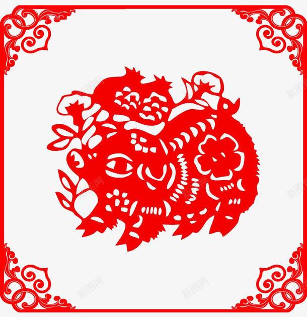 中国风剪纸png免抠素材_88icon https://88icon.com 中国风 剪纸 窗花 红色