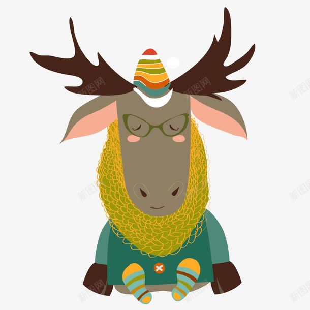 卡通冬日的小动物png免抠素材_88icon https://88icon.com 冬季 卡通 可爱 小动物 彩色 马鹿