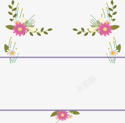 粉白色花朵标题框矢量图素材