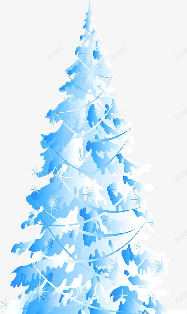 蓝色圣诞树圣诞节展架png免抠素材_88icon https://88icon.com 圣诞树 圣诞节 蓝色