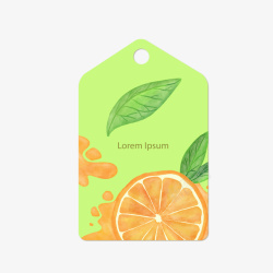 橙子水果绿色标签素材