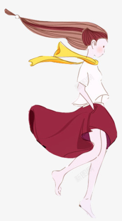 飘动长发的小女孩素材