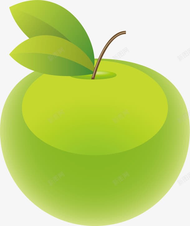 手绘绿色苹果png免抠素材_88icon https://88icon.com 叶子 弧线 手绘 水彩 水果 简约 绿色 苹果