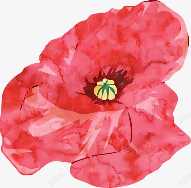 一朵红色花卉png免抠素材_88icon https://88icon.com 一朵 大花 红色 花卉
