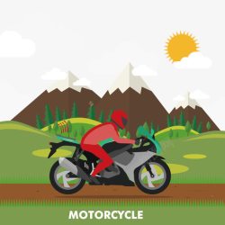 山和骑摩托的人素材