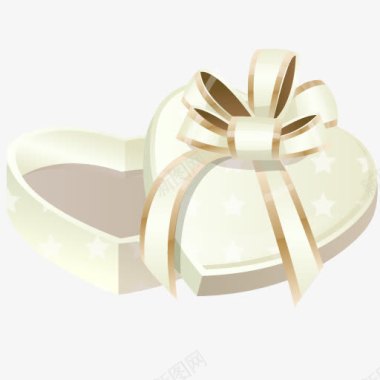 白色木地板白色的心形礼物盒图标图标