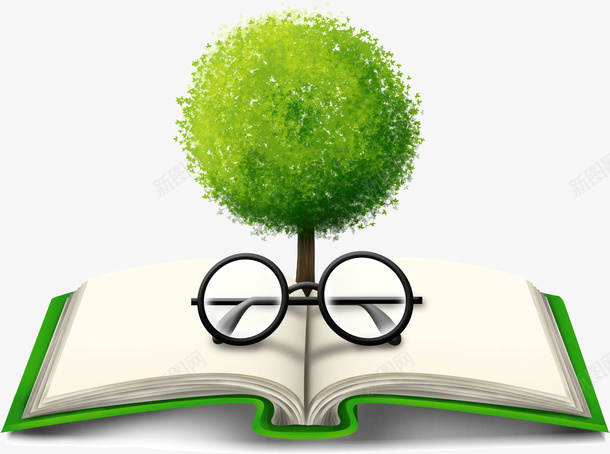 创意书本上的绿树png免抠素材_88icon https://88icon.com 书本上 创意 眼镜 绿树 设计