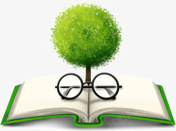 创意书本上的绿树素材