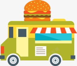 扁平化快餐食物车图矢量图素材