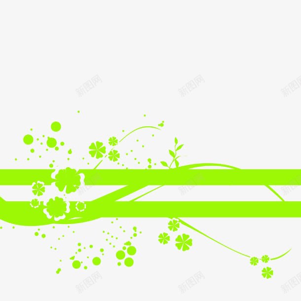 绿色小花朵漂浮彩带png免抠素材_88icon https://88icon.com 小花边 横线 横线线条 花朵纹理