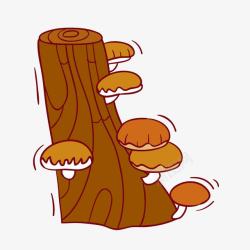 卡通树干上的蘑菇图素材
